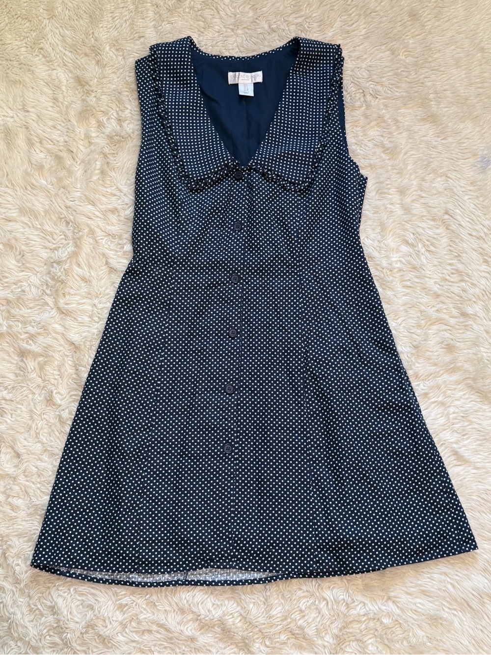Caroline Constas Navy Blue & White Polka Dot Mini Dress - Size 8 - Picture 2 of 7